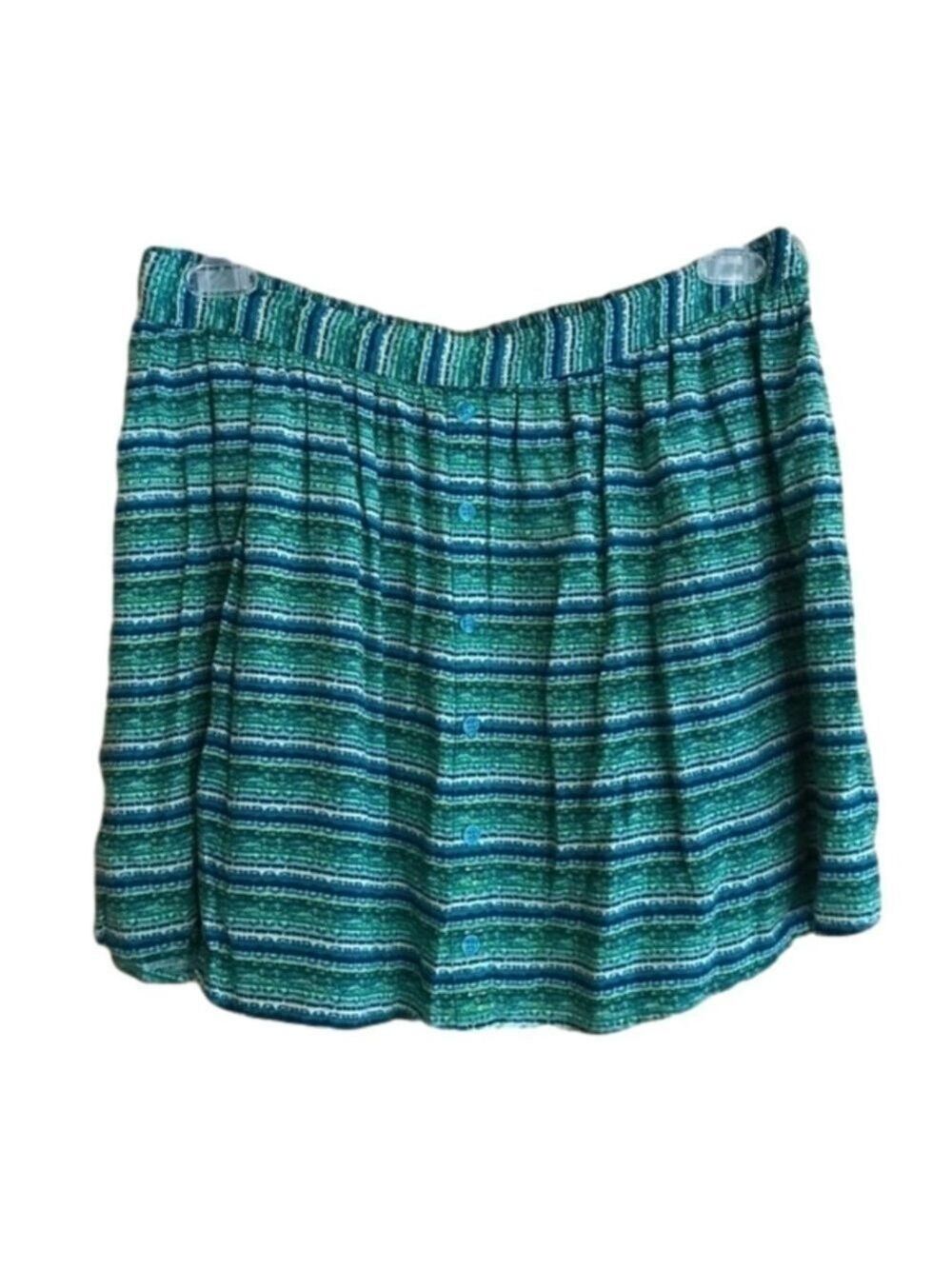 𝅺Mossimo Supply Co. abstract tropical tribal Striped Rayon mini Skirt Size XL